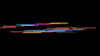 Wall Mural - Dynamic Multicolor Light Streaks in Horizontal Motion on Black Abstract Background