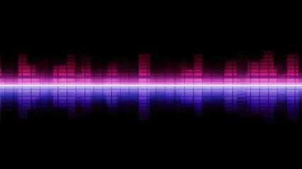 Canvas Print - dynamic graphic equalizer display with pink and purple bars reflection on dark surface