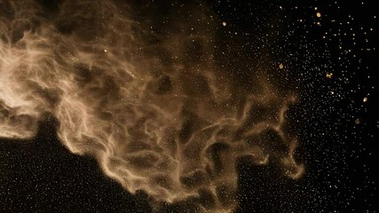 Wall Mural - Elegant Gold Dust Cloud with Scattered Particles on a Striking Dark Background