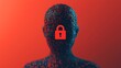 © Tanakrit - A digital human silhouette composed of glowing data points with a red padlock symbol on the face, symbolizing cybersecurity and data privacy.