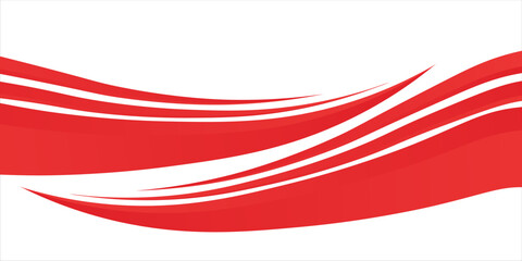 Wall Mural - Red Wave on White Background Simple curve background for business with space for text