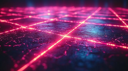 Cybernetic grid glowing with hot neon