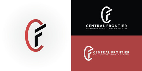 Wall Mural - sleek cf monogram logo for business consultants. a modern and professional design in red and black s
