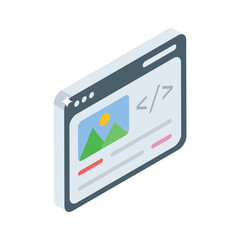 Trendy isometric icon showing interface coding