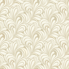 Wall Mural - an elegant seamless pattern of swirling beige floral ornaments creates a vintage and decorative back