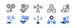 © Jefri - Management Development Program icon set.  with Continuous improvement, Negotiation skills, Delegation, Employee engagement, Problem solving. editable stroke icon set.