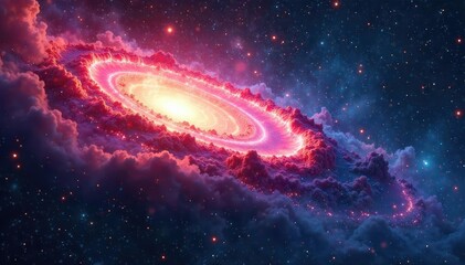 Wall Mural - Cosmic Nebula Explosion Vibrant Andromeda-like Plasma Swirls with Interstellar Energy
