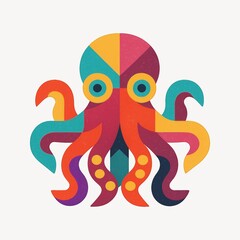 Wall Mural - colorful geometric octopus illustration.
