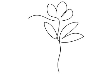 Wall Mural - one line botanical leaves drawing vector continuous contour illustration in minimalist style