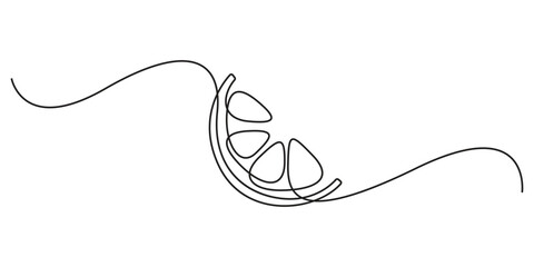 Continuous one line drawing of orange slice outline vector illustration