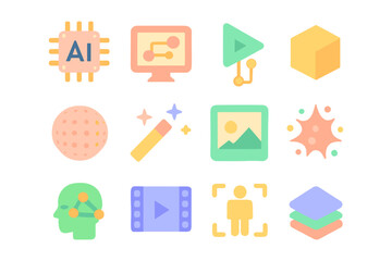 Ai technology flat vector illustration for digital media design