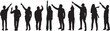 © Curto - Vector; silhouette of a large group of women and men pointing up