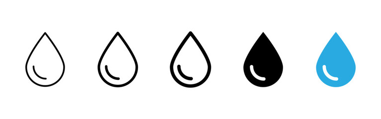 Wall Mural - water icon. single blue water drop with rounded shine and teardrop shape vector illustration. symbol