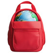 © justjupiter - A red backpack with a globe partially visible inside the main compartment.