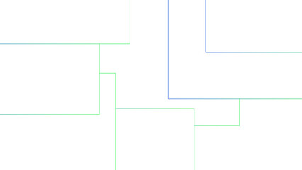 Wall Mural - Minimalist abstract background with a white base, with a geometric pattern composed of thin, multi-sized rectangles with soft green and blue lines. Organized, and digital, with a technical