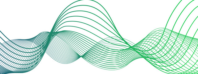 Wall Mural - abstract smooth, flowing wave pattern with green and teal curved lines on a white background, formin
