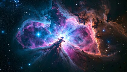 vibrant colorful nebula with sparkling stars in deep space
