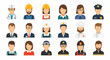 © meeblues - Adobe Illustrator set of avatar vector flat style illustration of diverse people in various professional uniforms, representing different occupations and essential services