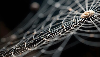 Wall Mural - spider web with dew