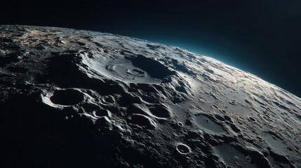 Wall Mural - a breathtaking view of the moon's surface reveals various craters and valleys, highlighting the rugg