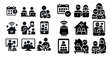 © VideoHub - Set of icons depicting various family activities, including a person sitting in front of a laptop, a person holding a baby, and a person sitting in front of a television