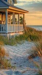 Wall Mural - a small house sits peacefully on the beach, overlooking the vast expanse of the ocean