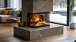 © AGUNG - Modern fireplace, warm flames, stone surround