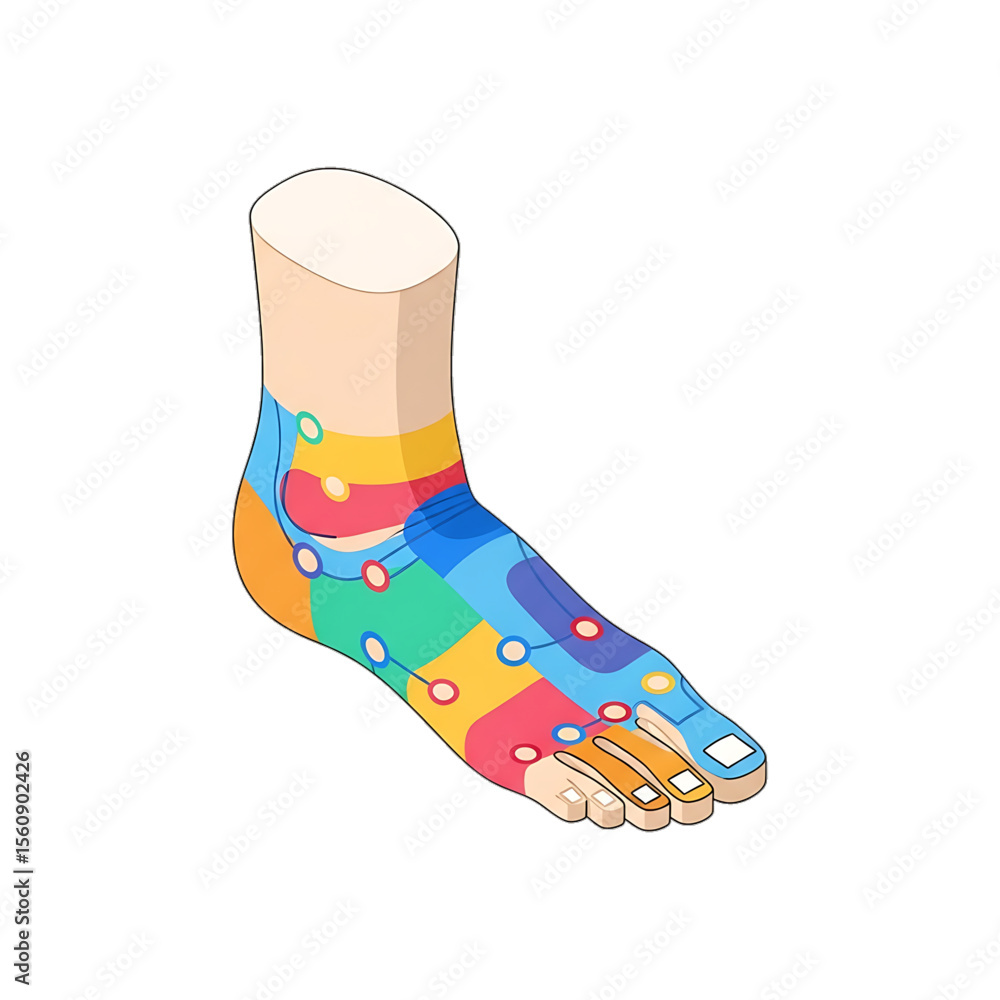 Left Foot Color:blue Foot reflexology chart showing pressure zones. Stock Vector | Adobe Stock
