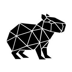 Wall Mural - geometric capybara silhouette: a striking geometric silhouette of a capybara, captured in bold black