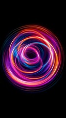 Wall Mural - Vibrant neon light swirls create a mesmerizing pattern on a dark background
