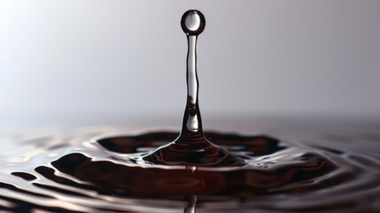 Wall Mural - Water drop suspended in midair creates stunning visual effect against soft white background, showcasing its delicate form and beauty
