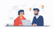 © Lidya - Concept Of Online Education Between Tutor And Student With Laptop And Ideas