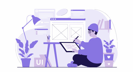 Creative Designer Working On Website Layout And User Interface At Home