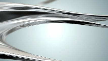 Wall Mural - abstract video of smooth, flowing metallic waves captured from a low-angle perspective, showcasing a