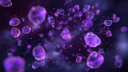 Wall Mural - purple haze abstract: an entrancing array of purple particles suspends in an abstract dance, conjuri