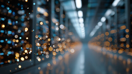 Wall Mural - digital realm: a captivating view of a data center, awash in the digital glow of modern technology, 