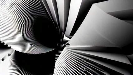 Geometric structure rotating in black and white