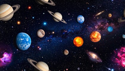 Wall Mural - seamless pattern with outer space with stars background.