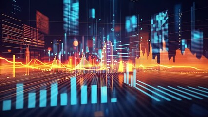 Wall Mural - illuminated digital data streams and code flow through a futuristic cityscape, visualizing the conce