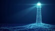 © ulf mine - a lighthouse vector illustration of a polygonal wireframe bottom with a light effect and motion blur. A business success concept in a technology space.