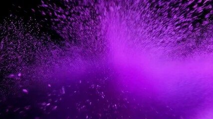 Wall Mural - dramatic purple dust particles spread in dark space, creating dynamic visual effect with blurred low