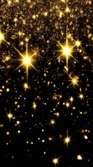Wall Mural - elegant festive golden glitter particles falling, creating a dazzling shimmering effect against a da