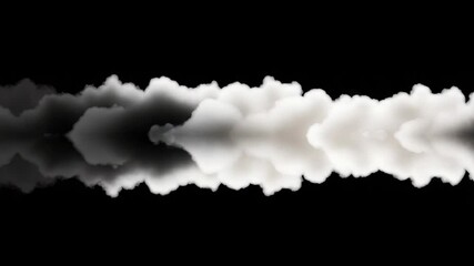 Wall Mural - flowing smoky white shapes with mirrored reflections on black background animation