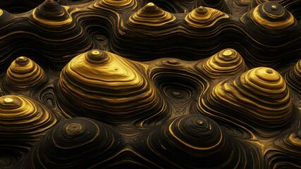 Wall Mural - golden cone structures rising from black abstract textured surface background