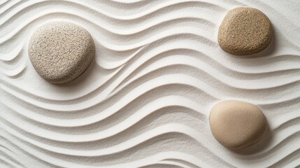 Wall Mural - top down view of minimalist japanese rock garden design elements