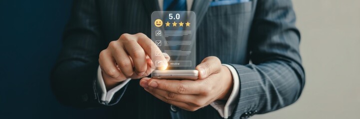 Person providing a positive online review.