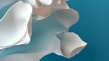 Wall Mural - Abstract flowing white fabric on a teal background creating a soft texture with highlights and shadows