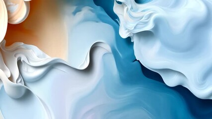 Wall Mural - abstract fluid waves in shades of beige blue and white. textured flowing forms with dynamic motion. 