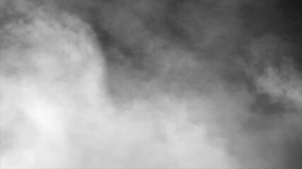 Wall Mural - intense wave of dense bright white fog rushes in engulfing the black background then slowly recedes.