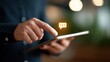 © busro - Holographic Assistant Floating Above Businessman with Tablet Device